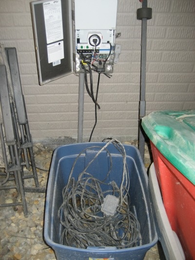 An example of a poorly installed transformer.