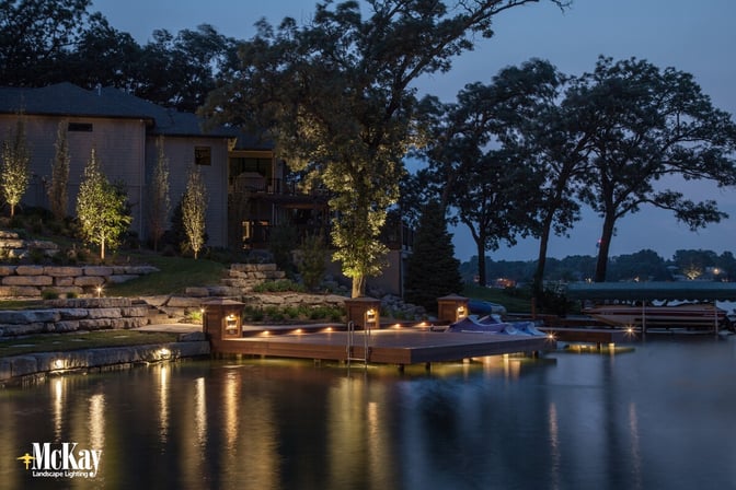 Effective dock lighting should increase the beauty of your lake home while increasing nighttime safety.  Learn more about proper dock lighting - McKay Landscape Lighting Omaha, Nebraska