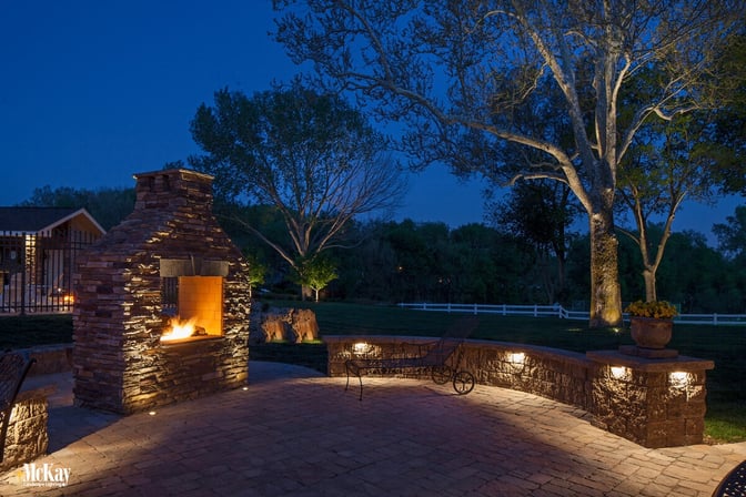 Outdoor Fireplace Lighting Design Ideas - Omaha, Nebraska | McKay Landscape Lighting