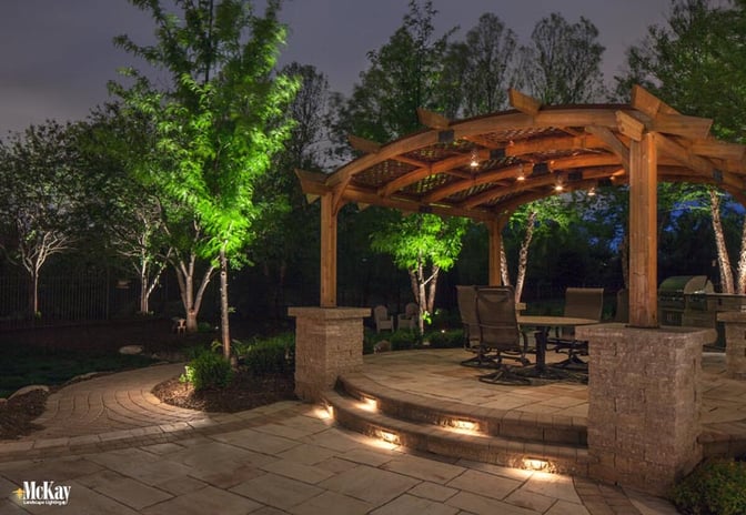 Outdoor lighting is a perfect addition to increase the functionality of your space and enjoy more summer nights outdoors. See more outdoor lighting ideas... | McKay Landscape Lighting Omaha NE