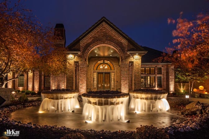 Water features are more complicated to lighting than other areas of the home since water plays a major factor and fixtures are often submersed into the water. Click to read more.. | McKay Landscape Lighting - Omaha, Nebraska