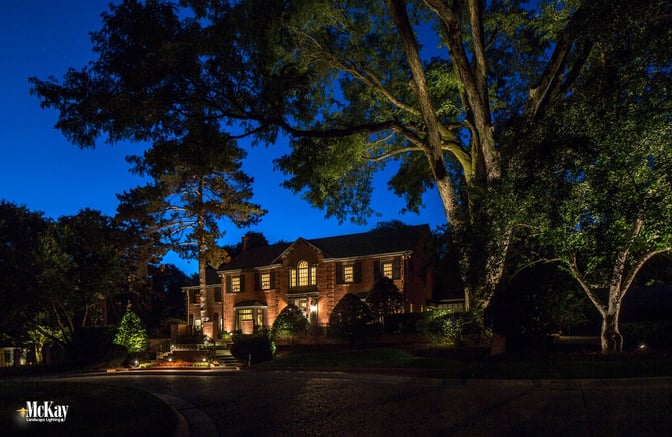 Too often harsh floodlights, blinding motion detectors, and other high-power measures overpower a property and take away from the home's natural beauty. Outdoor security lighting doesn't have to be harsh and startling. Click to read more... | McKay Landscape Lighting - Omaha, Nebraska