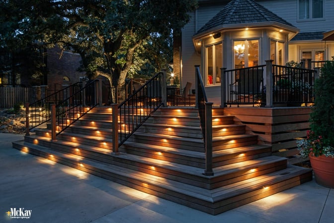 If you entertain or spend time outside after dark, then lighting your walkways, paths, steps, and stairs will decrease the chance you, a family member, or a guest will trip or fall. Click to learn more about the benefits of outdoor lighting... | McKay Landscape Lighting Omaha Nebraska