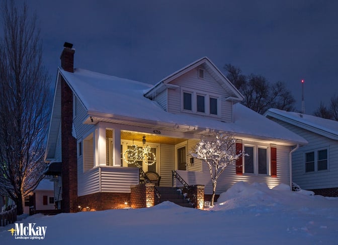 Residential Security Lighting in the Winter Omaha Nebraska McKay Landscape Lighting