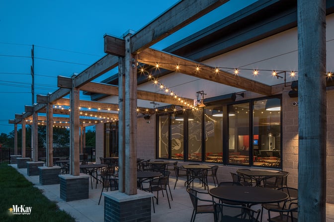 restaurant patio bistro string lighting omaha nebraska La Casa McKay Landscape LightingL 03