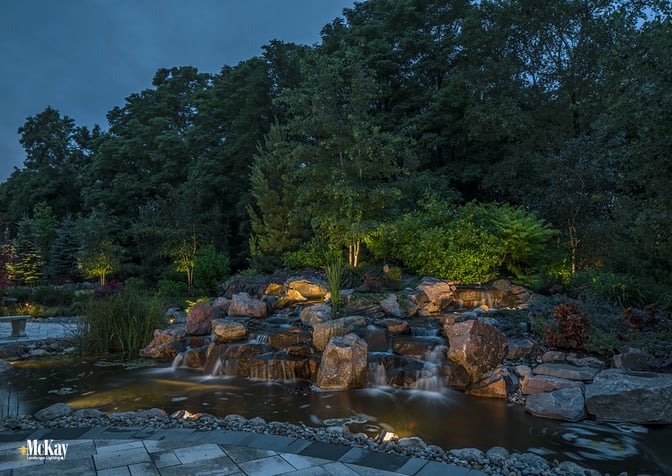 Landscape Lighting Design - Outdoor Pond Waterfall Elkhorn Nebraska | McKay Landscape Lighting