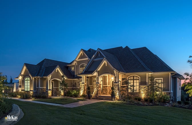 “We live in a remote area with very little light at night so adding landscape lighting really made a huge difference for us," the homeowner said. "It makes our home more welcoming and it just looks so beautiful when we come home in the evening..." Click to learn more | McKay Landscape Lighting - Omaha, Nebraska