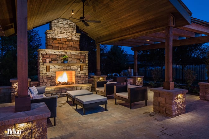 Outdoor Fireplace Lighting Ideas Omaha Nebraska | McKay Landscape Lighting